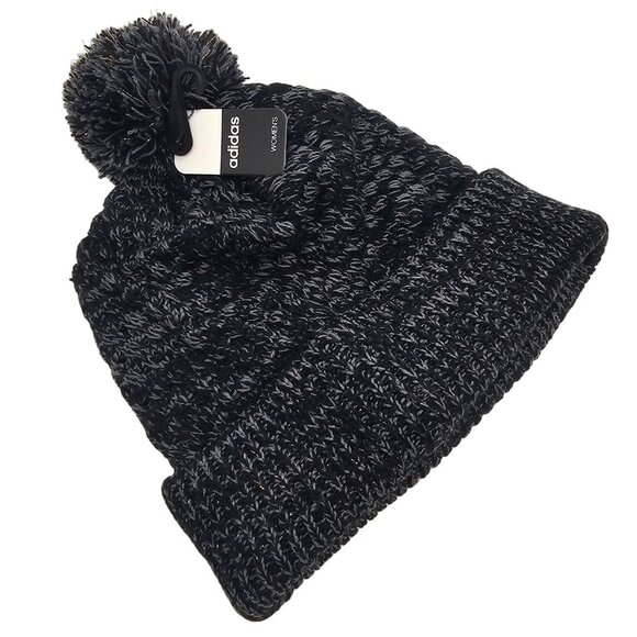 Women's Adidas Twilight Lurex ll Ballie Pom Beanie Winter Hat Gold Metallic NWT - Picture 4 of 6